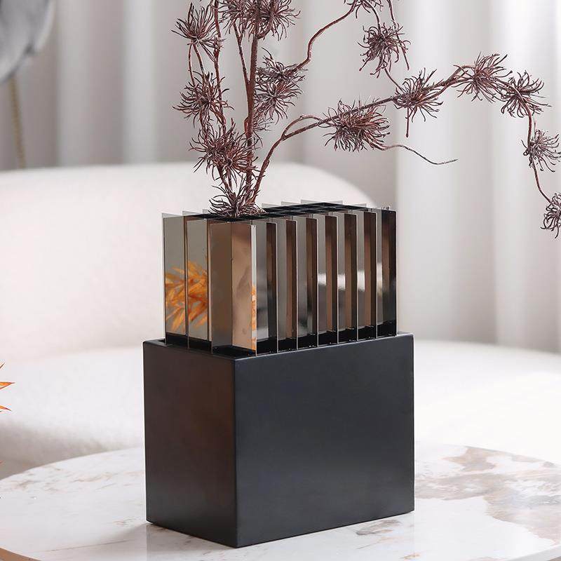 现代极简方形金属栅格花器花插摆件样板房售楼处玄关花瓶软装饰品,清洗/食品/商业设备,风口/风叶/风机配件,淘宝优惠券,粉丝福利购,淘宝优惠卷