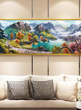 客厅山水画中国山水画新中式风景水墨国画餐厅书房挂画聚宝盆招财