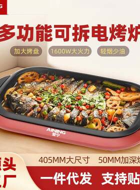 爱宁新款311电火锅多功能商用可分离电烤盘6L大容量家用电烧烤炉
