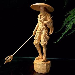 崖柏木雕魔兽世界人物汽车摆件实木雕刻工艺品武僧居家办公装饰品