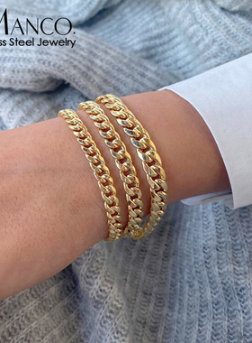 钛钢手链女简约百搭古巴链手环