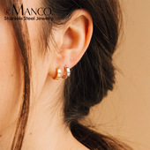 eManco真空电镀钛钢不掉色耳圈冷淡风精致小巧别致耳环女耳钉耳饰