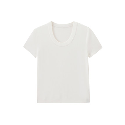 【朵姐臻选】女装U领短袖针织衫25890A