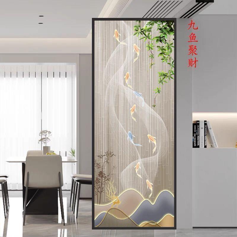 现代简约轻奢艺术玻璃屏风隔断半墙客厅遮挡入户玄关进门卧室