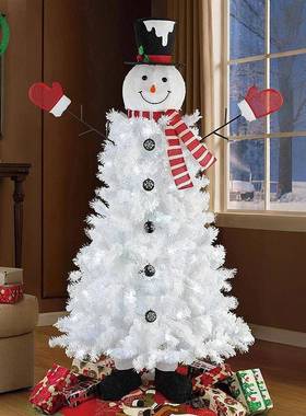 2025新款白色圣诞雪人195CM圣诞树商场橱窗柜台场景布置圣诞树