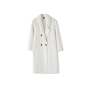 休闲显瘦气质西装领加厚呢大衣外套慵懒风90白鸭绒大衣宽松女士