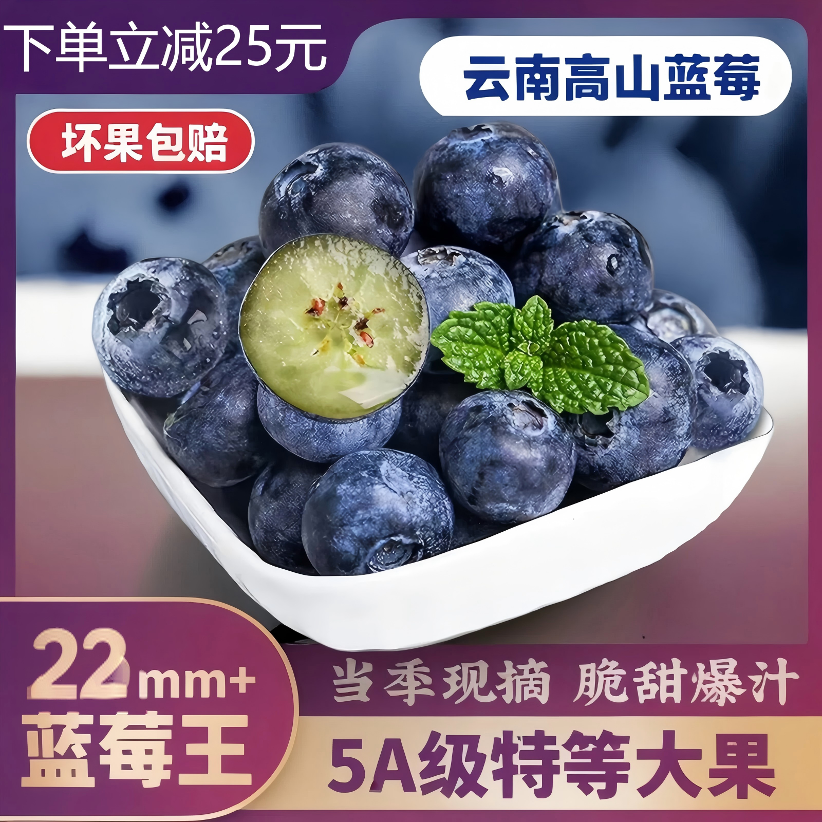 云南蓝莓鲜果特大礼盒