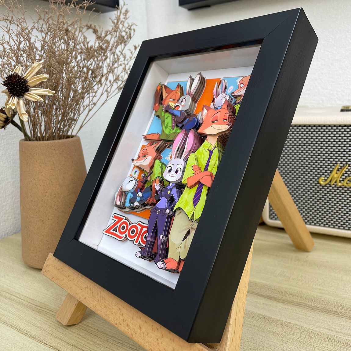 疯狂动物城全家福朱迪尼克手工3D立体画周边手办挂画生日礼物摆台