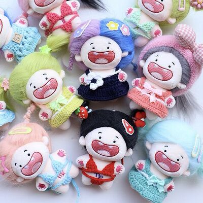 缺牙巴棉花娃娃10cm娃衣无属性可爱手工针织比基尼衣服海星体可穿