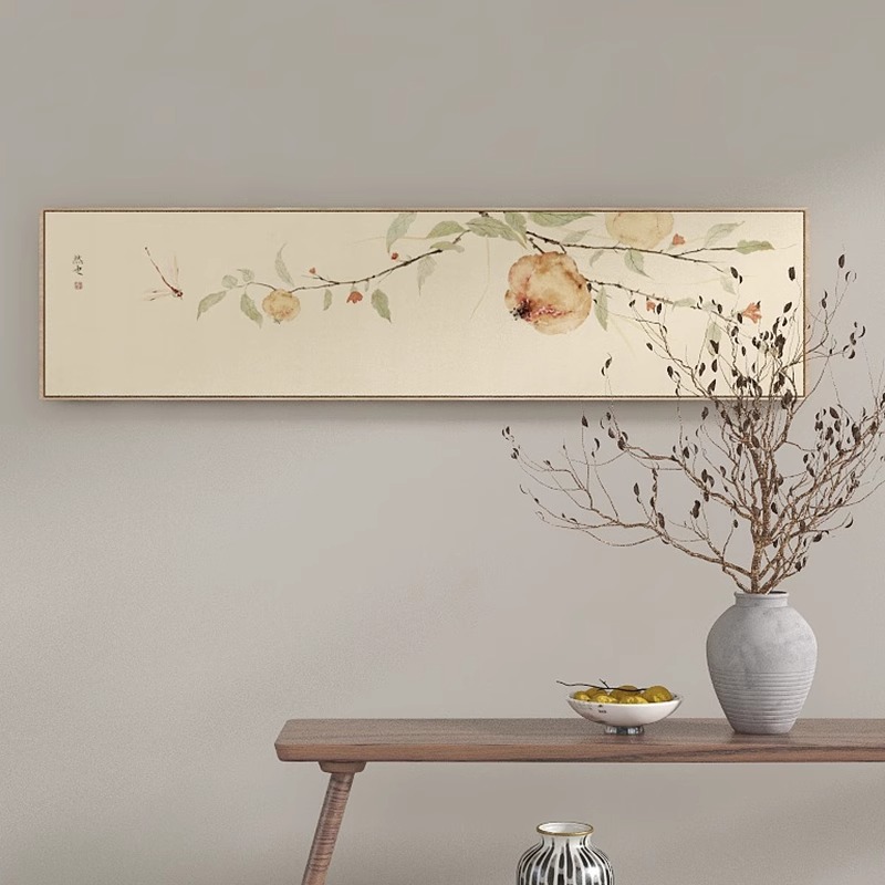 原木风禅意客厅横版装饰画卧室床头酒店客房新中式国风意境壁挂画