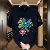 火柴棍山系不易褪色T恤宽松型男女通用短袖 圆领通勤风休闲时尚 潮