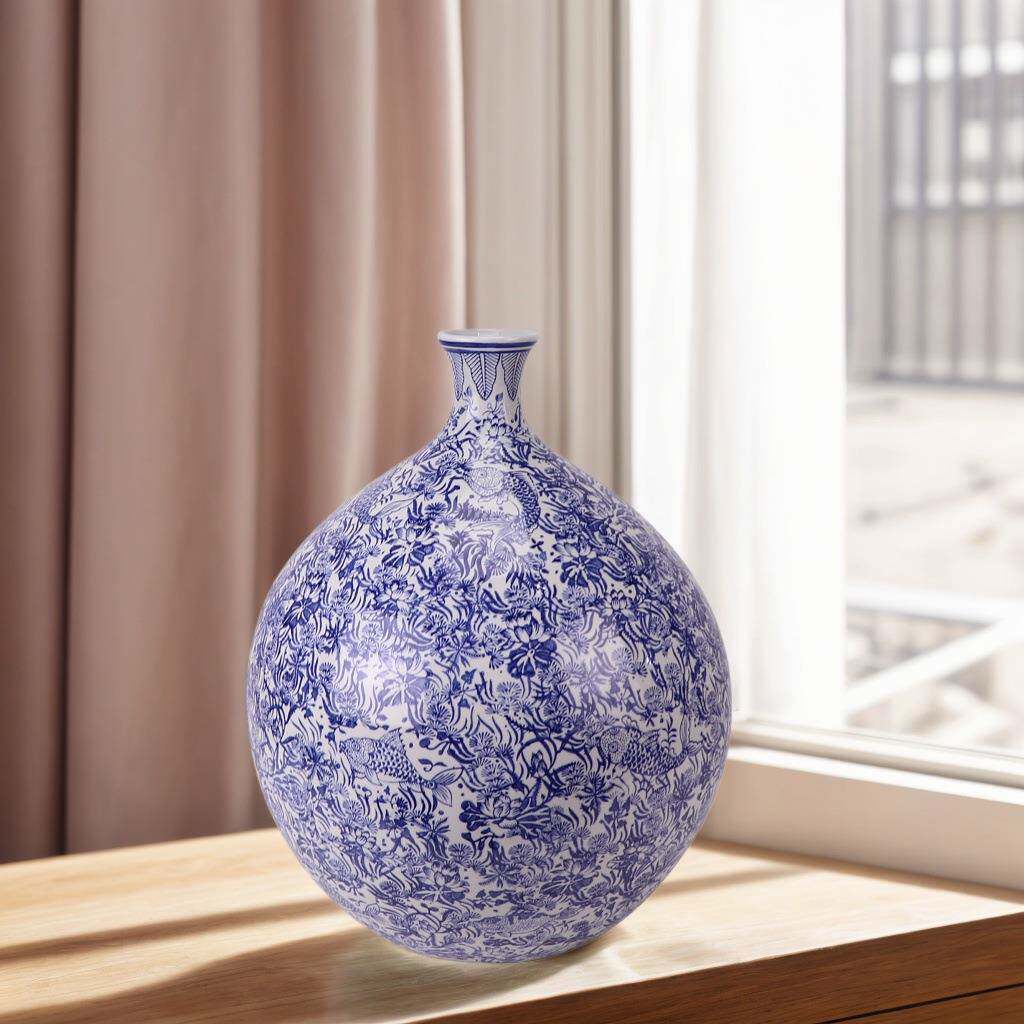 新中式创意青花陶瓷花瓶罐子创意软装家居装饰彩绘插花器水培摆件