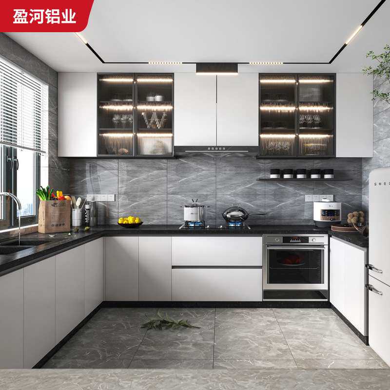 全铝整体橱柜 一体式灶台柜吊柜组合厨柜 高端简易家用橱柜制定