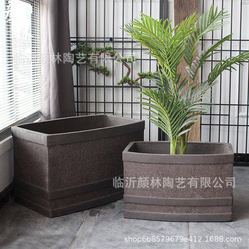 大型陶制花箱弧形花箱种菜箱景观栽花箱长方花箱大号马槽