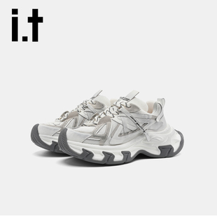 it izzue舒适百搭透气老爹鞋男款2025春秋增高休闲厚底运动鞋v