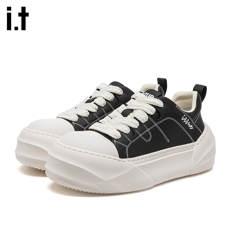 it izzue厚底增高男鞋25秋季新款时尚百搭软底旅游休闲黑色板鞋潮,流行男鞋,时尚休闲鞋,淘宝优惠券,粉丝福利购,淘宝优惠卷