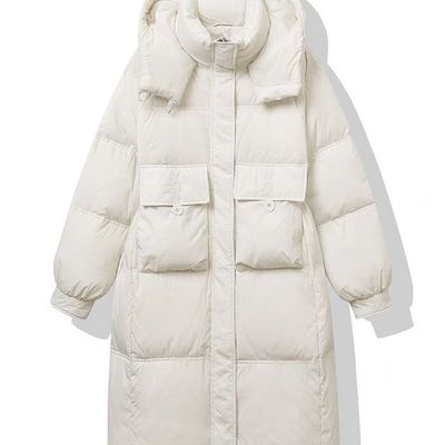 2025新款外套女中长鸭绒加厚羽绒服连帽收腰女款羽绒服