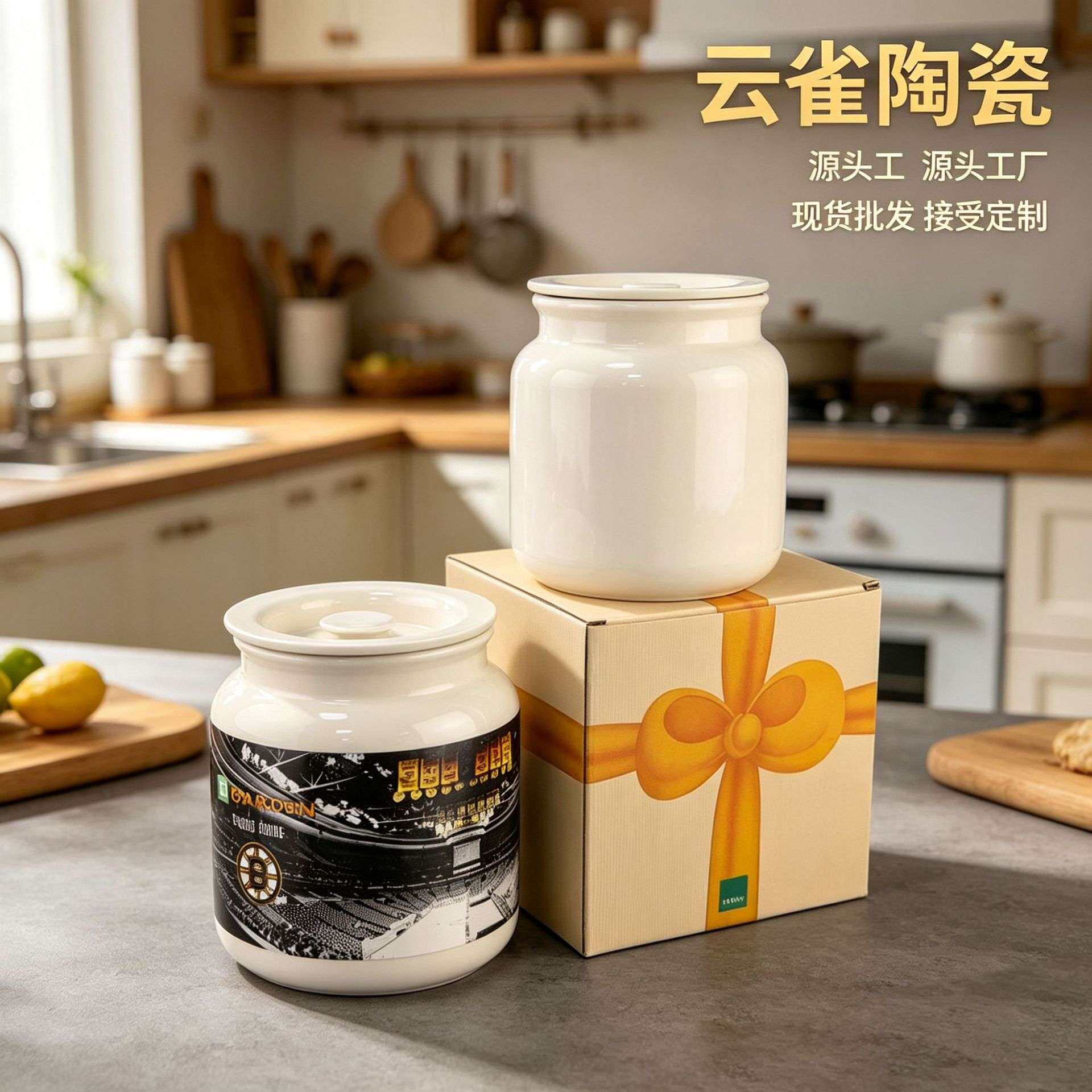 猪油罐家用陶瓷罐带盖耐高温辣椒罐子厨房专用油泼辣子荤油罐