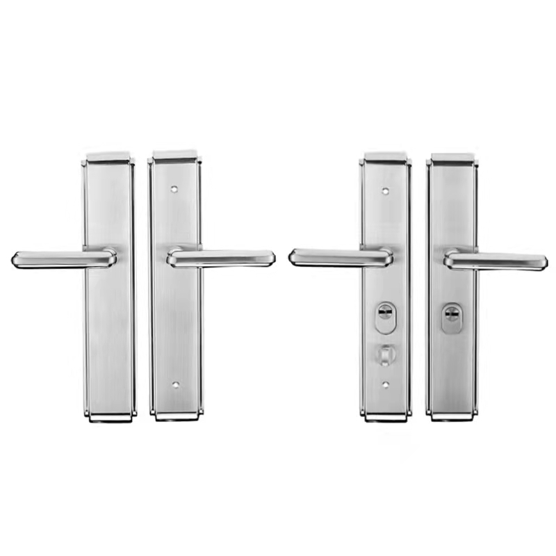 步阳防盗门c把手全不锈钢双活双快面板大门锁906款 双开门真假拉