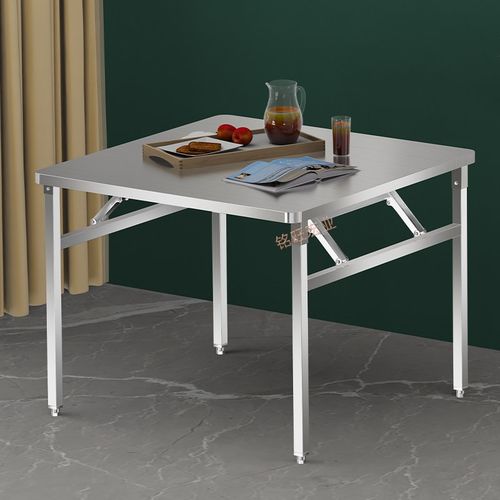 不锈钢折叠桌简约家用吃饭桌夜市摆摊桌户外露营便携桌可折叠桌子