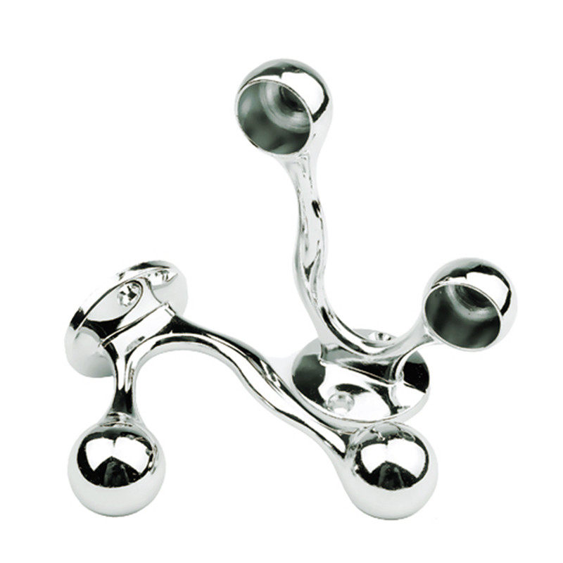 锌合金不锈钢圆管挂衣杆衣柜配件浴帘杆固定法兰双杆毛巾支架底座