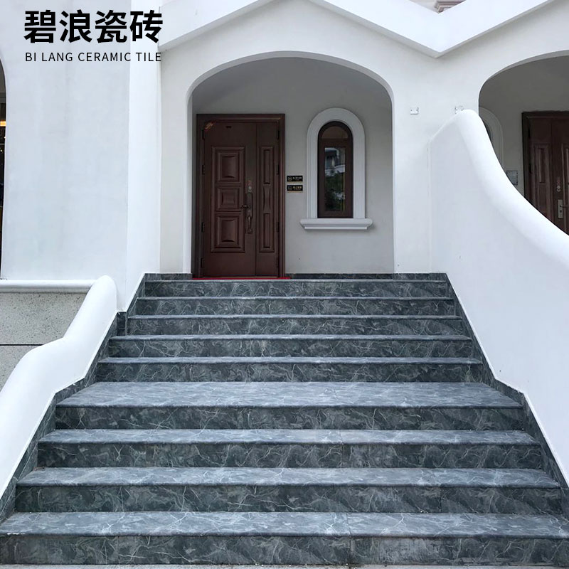 1.2米楼梯瓷砖踏步砖 19mm厚仿古木纹梯级地砖别墅一体防滑台阶砖