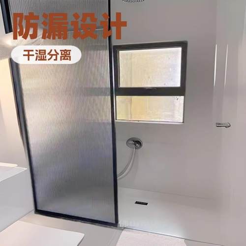 外贸批量工程不锈钢卫生间隔断干湿分离玻璃门浴室浴屏家用门一字