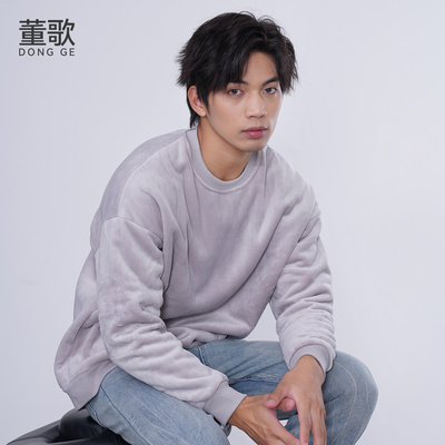 「董歌」加绒加厚保暖圆领卫衣男