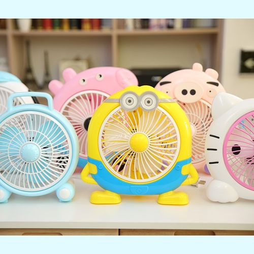 小型卡通电风扇迷你学生宿舍床上静音台式家庭用办公室桌面小风扇