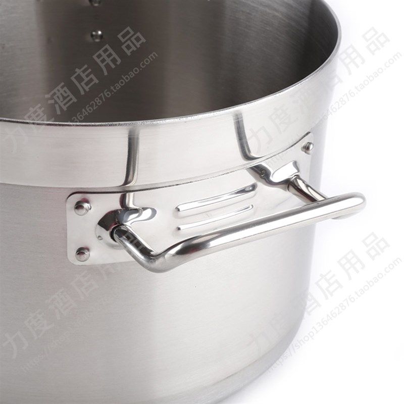 加厚不锈钢汤锅04款矮身汤桶电磁燃气通用煮锅商用双耳高身炖汤锅