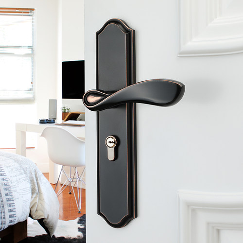 现代简约门锁室内卧室实木门锁家用房间门锁门把手磁吸静音门锁套