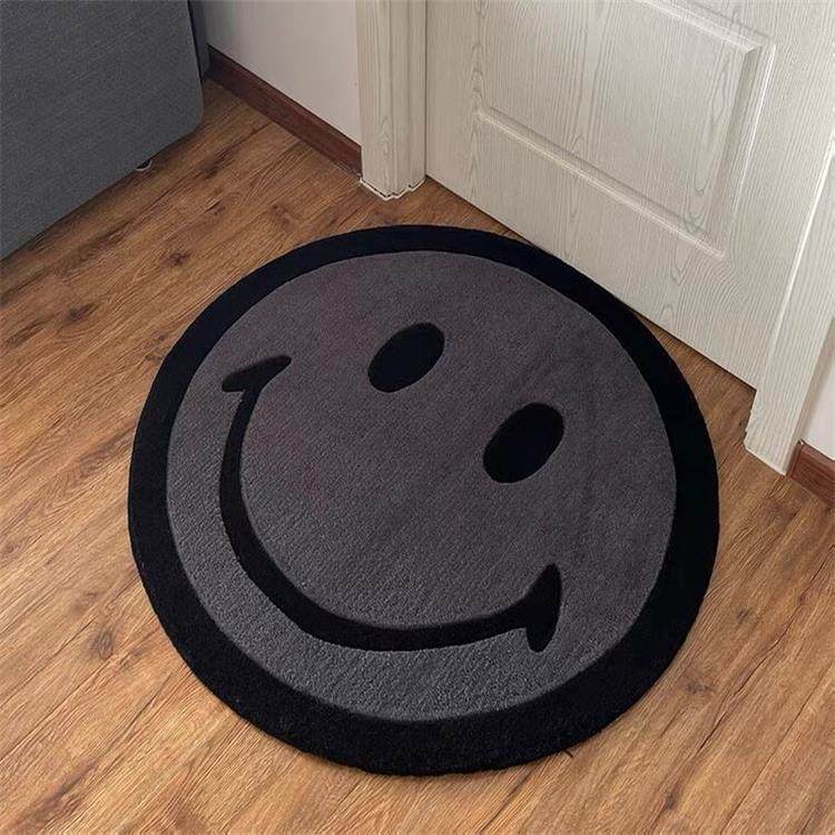 表情包仿羊绒地毯笑脸家居圆形地垫子装饰客厅卧室书房家用可机洗