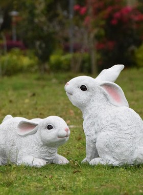 别墅庭院花园装饰造景仿真兔子摆件天台阳台布置园林景Z观动物雕