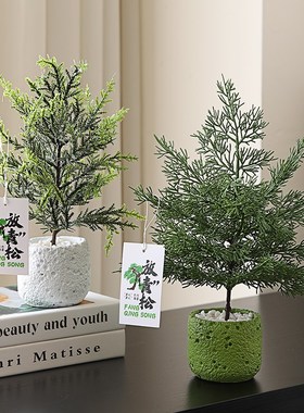 放青松仿真绿植盆栽家居客厅室内办公室J桌面装饰摆设假花植物摆