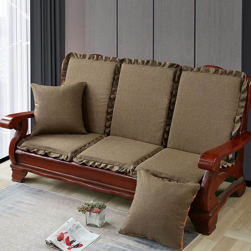 老旧款木沙发坐垫实木带靠背红木单人防滑加厚海T绵座垫老式联邦
