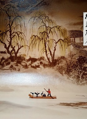精品树脂船摆件捕鱼竹排奇石山水盆景假山沙盘枯山水W微景造景装