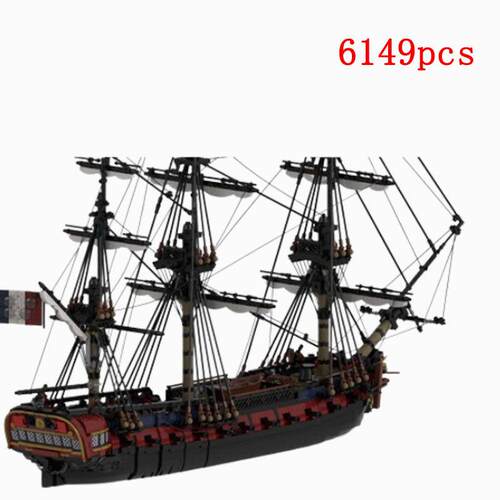 1小颗粒拼装积木MOC-144875法国28门炮护卫舰船模型玩具高难度