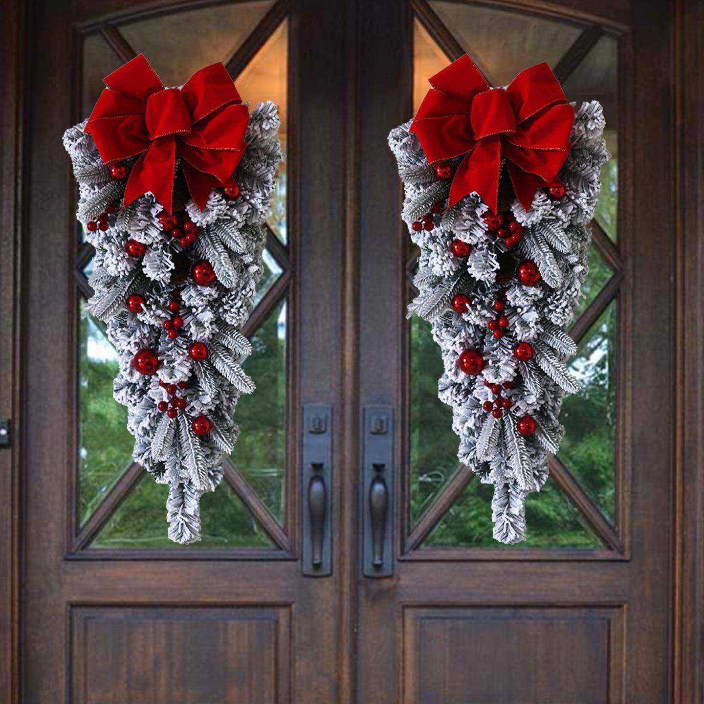 圣诞倒挂树植绒门挂红色装饰品蝴蝶结楼梯壁挂装饰节日氛围装饰挂,3C数码配件,其它配件,淘宝优惠券,粉丝福利购,淘宝优惠卷