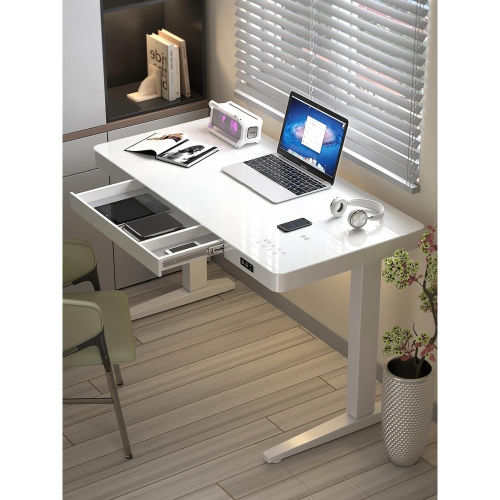 双电机电动升降桌家用电脑桌钢化玻璃办公桌智能书桌学习桌