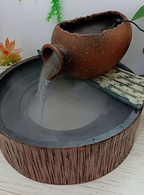 diy流水罐子陶罐水缸鱼池增氧花园庭院造景摆放鲜花建设景观空调