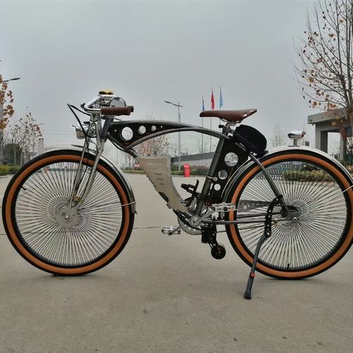 动力自行车脚电油高碳钢双色喷涂复古实用自行车公路旅行车