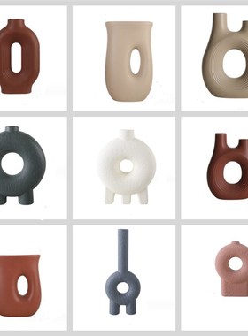 现售简约创意几何花工花器陶瓷瓶艺品样板房代楼处家居桌面饰品