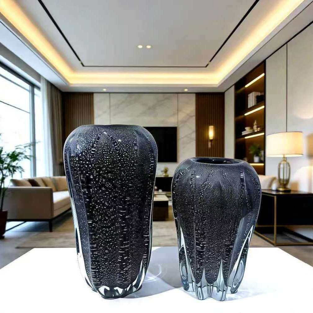 现代家居摆饰花瓶摆件客厅插花轻奢样板间氛围感软装餐桌玻璃花器