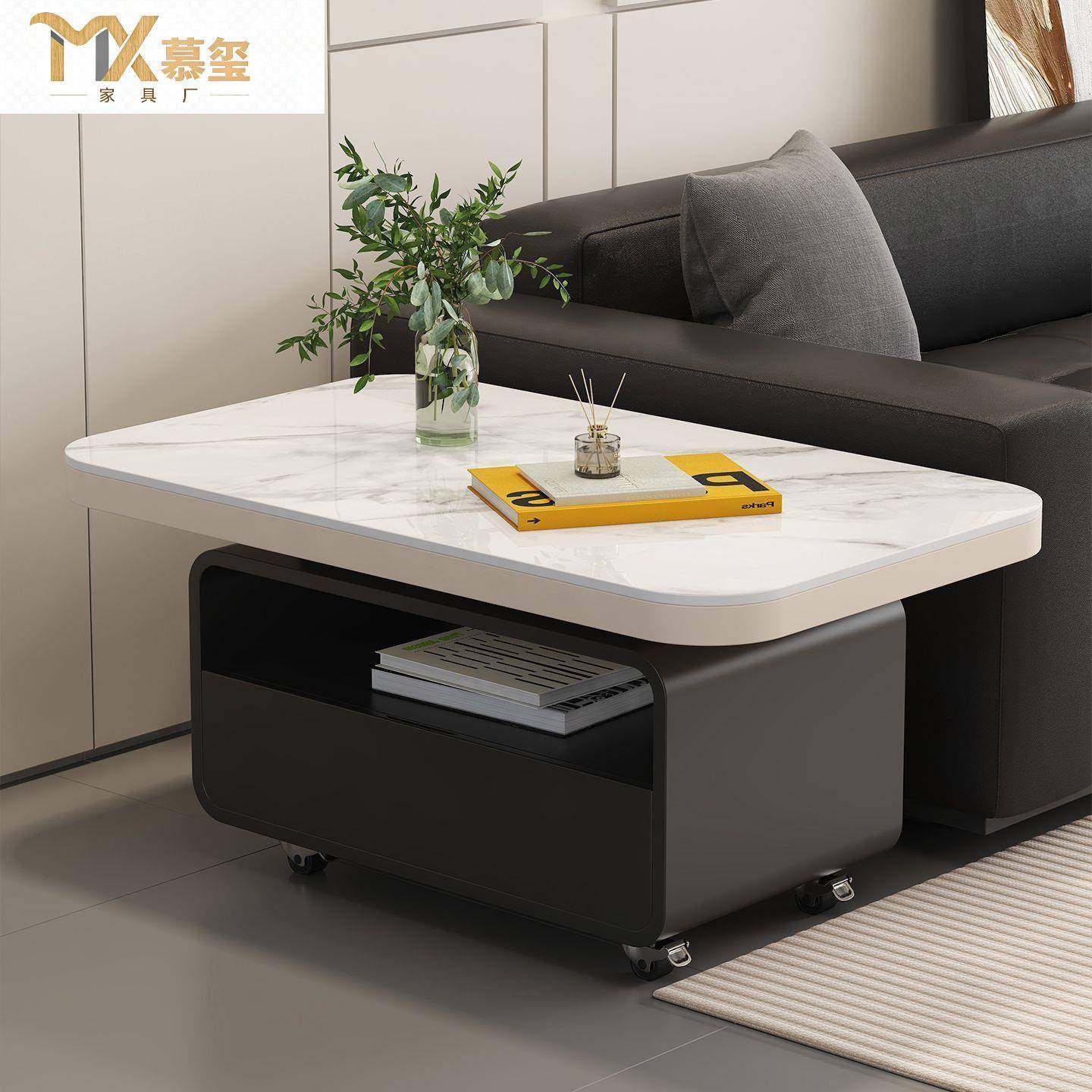 新款简约意式长方形岩板推车移动茶几家用客厅轻奢高级小户型茶桌,3C数码配件,其它配件,淘宝优惠券,粉丝福利购,淘宝优惠卷