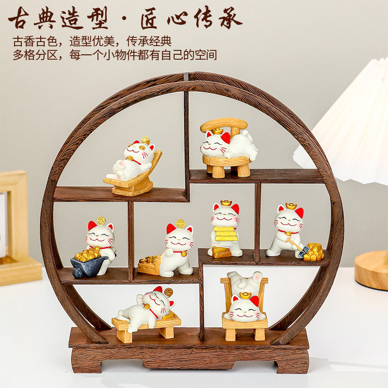 招财猫摆件新款喜庆博古架摆设装饰品树脂工艺品开业礼品家居摆件