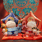 招财猫摆件创意礼物结婚情侣纪念日工艺品陶瓷酒柜装 饰招财猫摆件