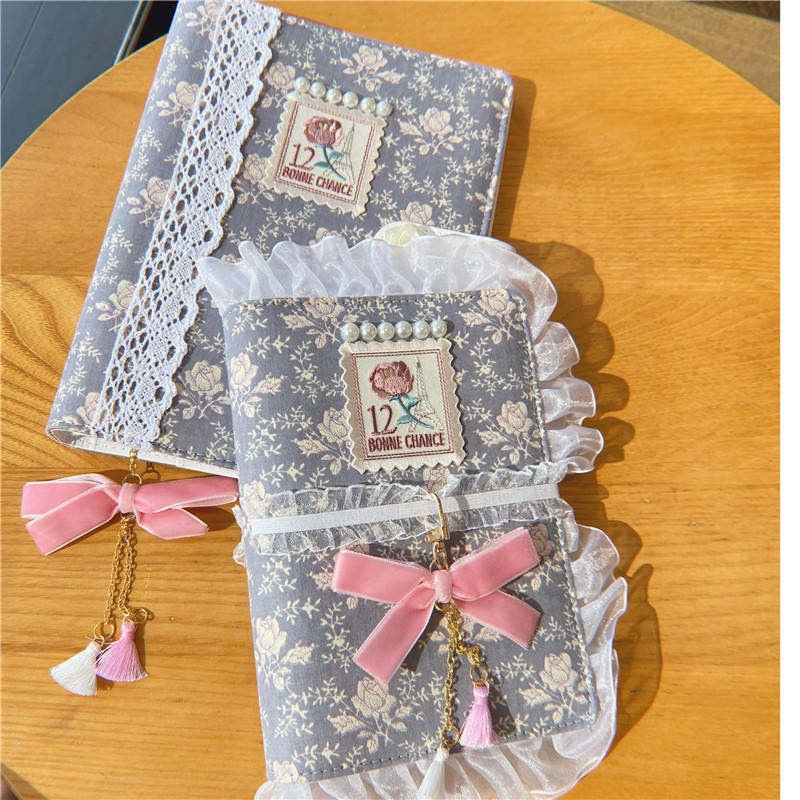 复古风毛绒熊少女心蕾丝边手帐本文具套装女生笔记本日记活页手账