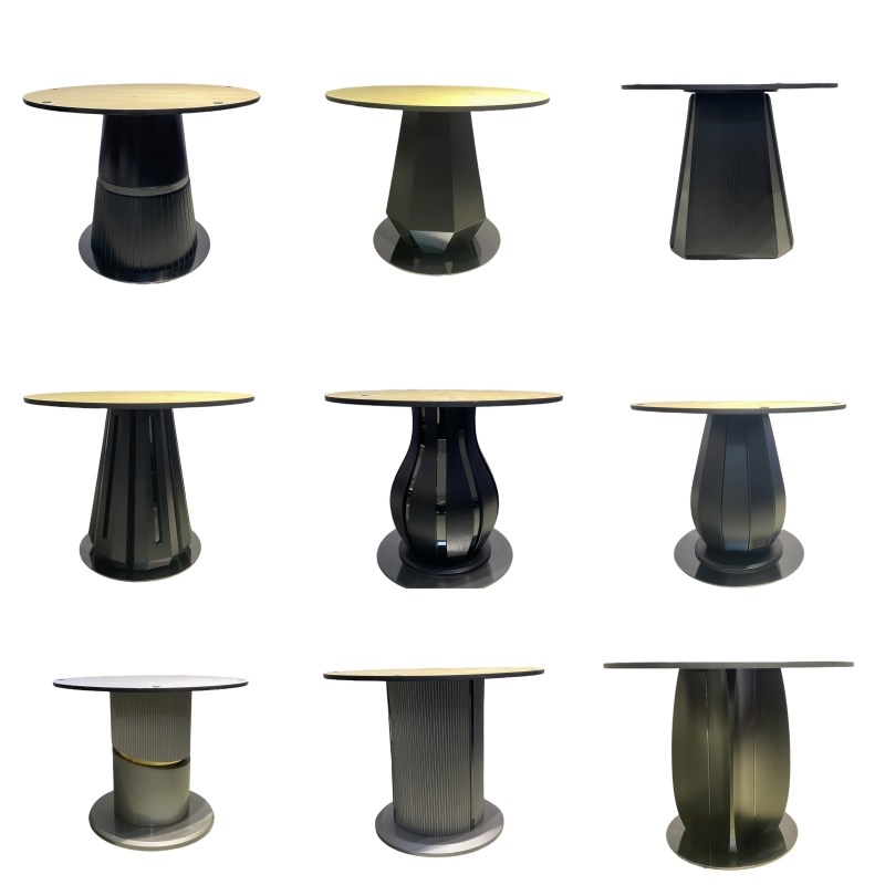 轻奢大理石圆桌脚实木餐台脚奢石圆桌腿岩板支架意式极简餐桌底座