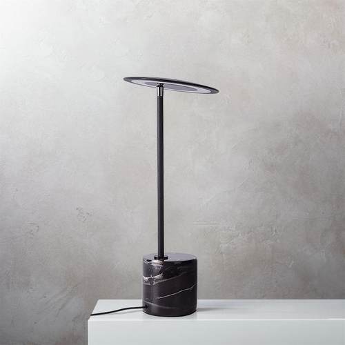 北欧黑色大理石台灯圆帽形摇臂艺术立式桌灯办公卧室床头展厅商用