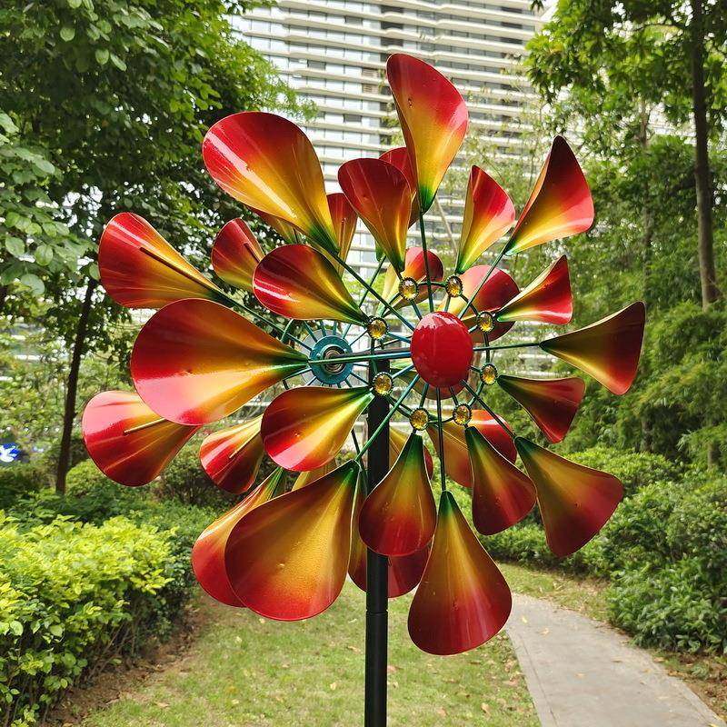 户外红金双层喇叭大风车花园草坪景观布置金属工艺品旋转风车摆件,金属材料及制品,金属加工件/五金加工件,淘宝优惠券,粉丝福利购,淘宝优惠卷